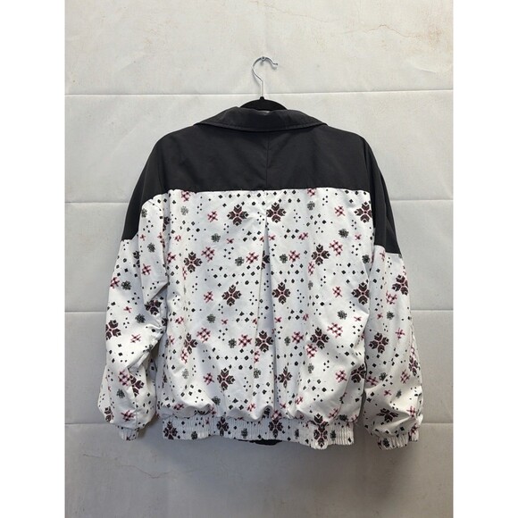 Vintage Wilson Women’s Windbreaker Jacket M White Black Pattern Retro 90s - Picture 3 of 12